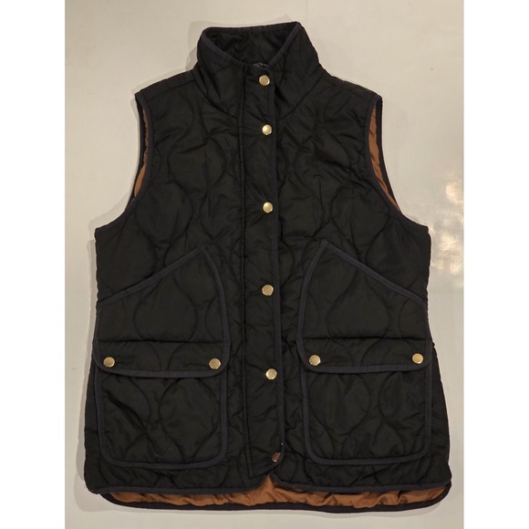 J. Crew Factory Jackets & Blazers - J. Crew Signature Puffer Vest Women's Medium Black Quilted Snap Pockets